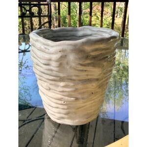 Vintage Handmade Textured Ceramic Vase Organic Studio Pottery Neutral Glaze